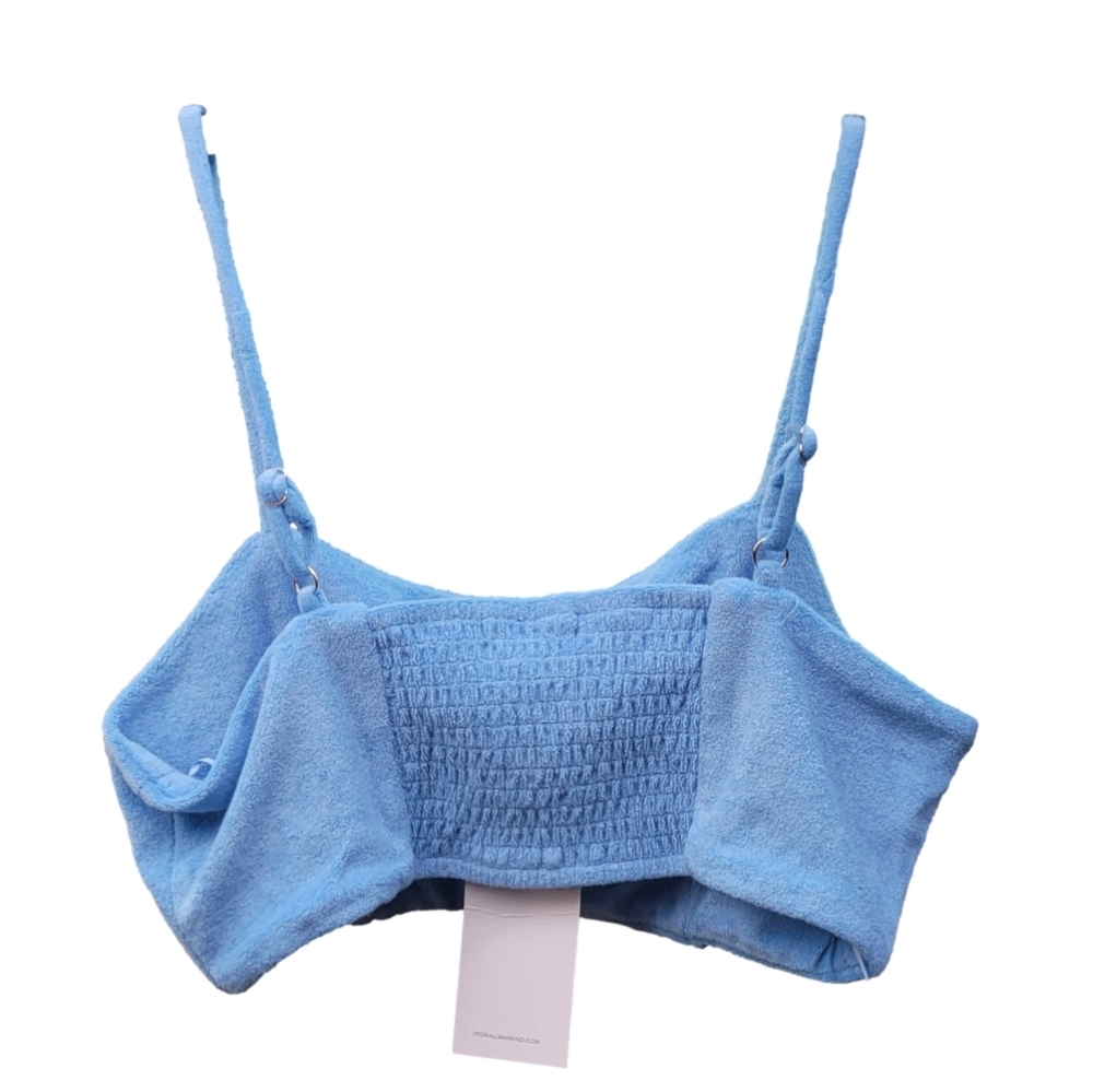 NWT 7 For All Mankind Terry Cloth Crop Top in Light Blue Size Small - Picture 2 of 6